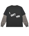 Black With Acidwash Sleeve Oversized Tee Back Design